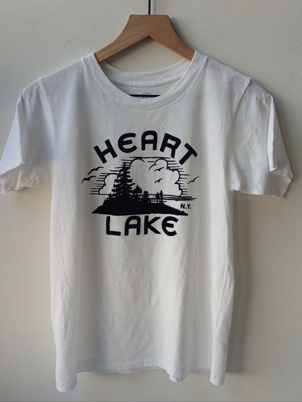 J. Crew Heart Lake Graphic Tee White Navy Women's XS